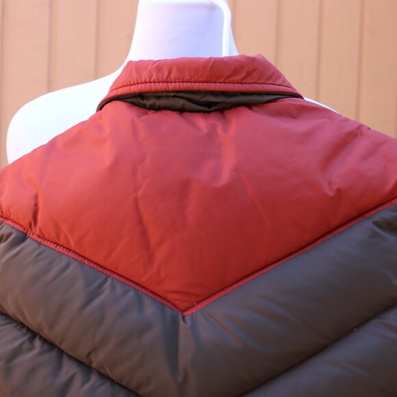 Woolrich Youth Down Nylon Quilted Vest Brown S Zip & Snaps Pockets High & Low - Picture 9 of 9